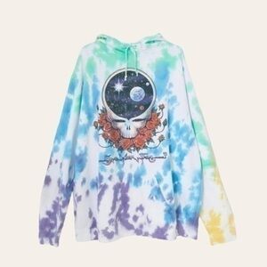 Liquid Blue Grateful Dead Tie-Dye Oversized Hoodie Sweatshirt